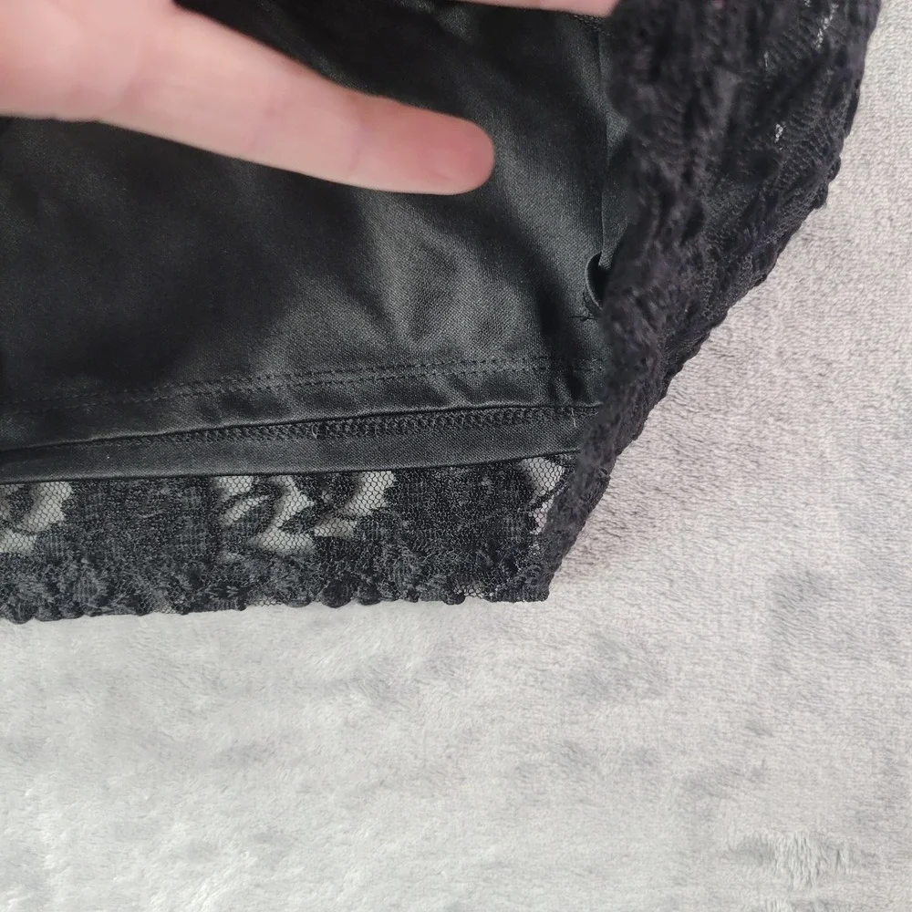 Carmen Marc Valvo Black Floral Lace Short Sleeve Lined Blouse Top Goth Small - Picture 5 of 8